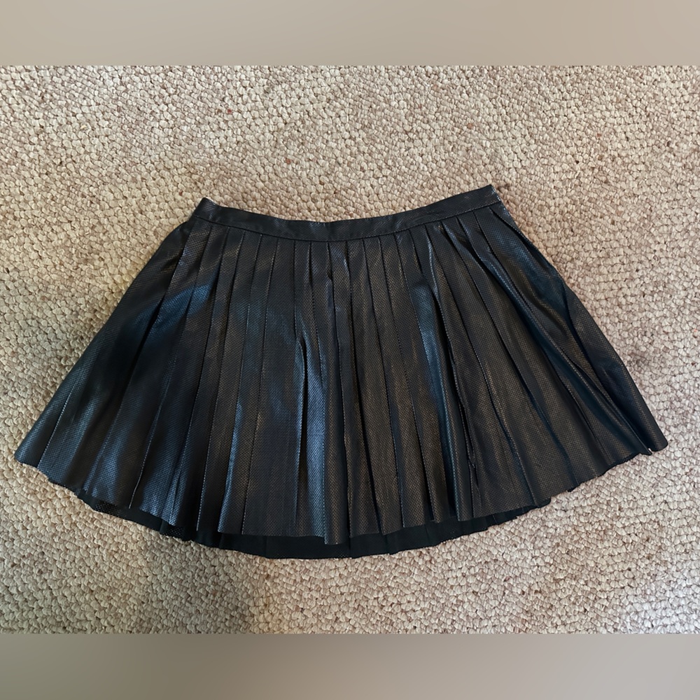 Theory Black Mini A-Line Pleated Skirt
